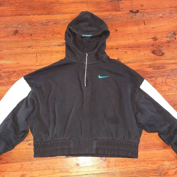 Nike Sportswear Icon Clash Cropped Half Zip Oversized Hoodie - Picture 1 of 7